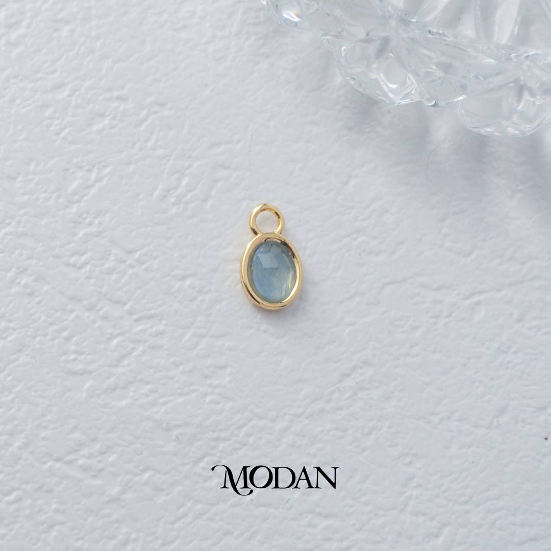 Gold Oval Colorful Natural Gemstones Charm DIY Charm Liontin Batuan Alam Oval Warna-Warni Hypoallergenic Gold Filled