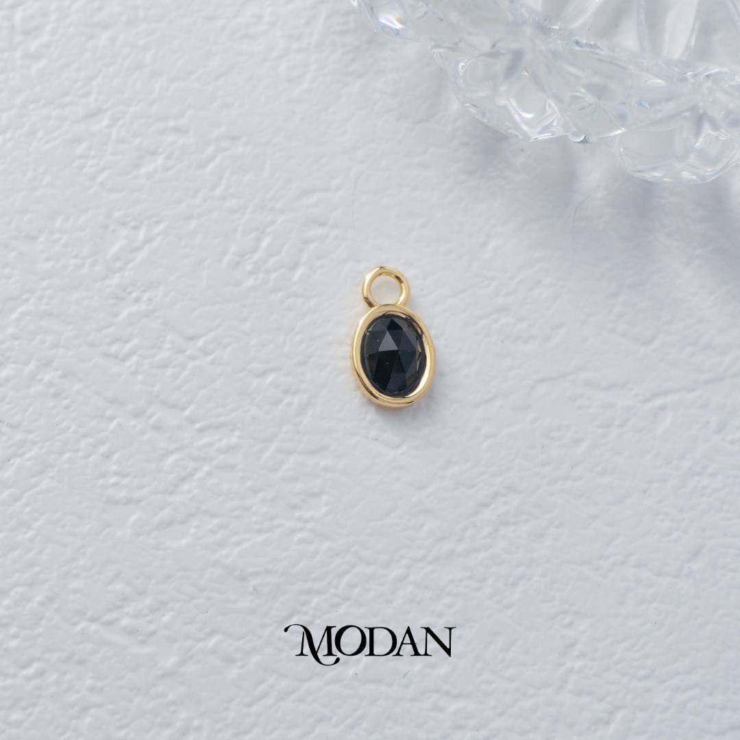 Gold Oval Colorful Natural Gemstones Charm DIY Charm Liontin Batuan Alam Oval Warna-Warni Hypoallergenic Gold Filled
