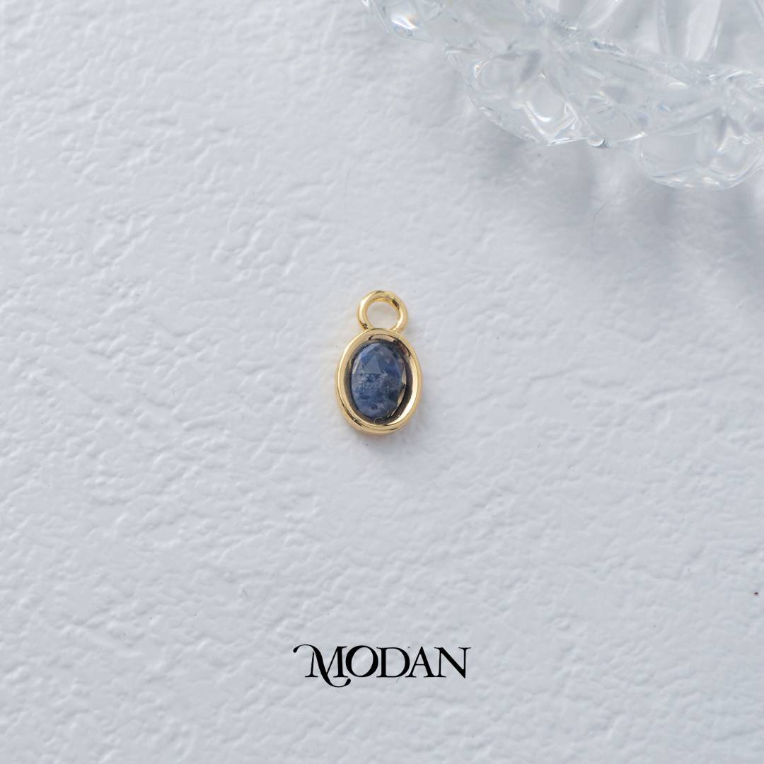 Gold Oval Colorful Natural Gemstones Charm DIY Charm Liontin Batuan Alam Oval Warna-Warni Hypoallergenic Gold Filled