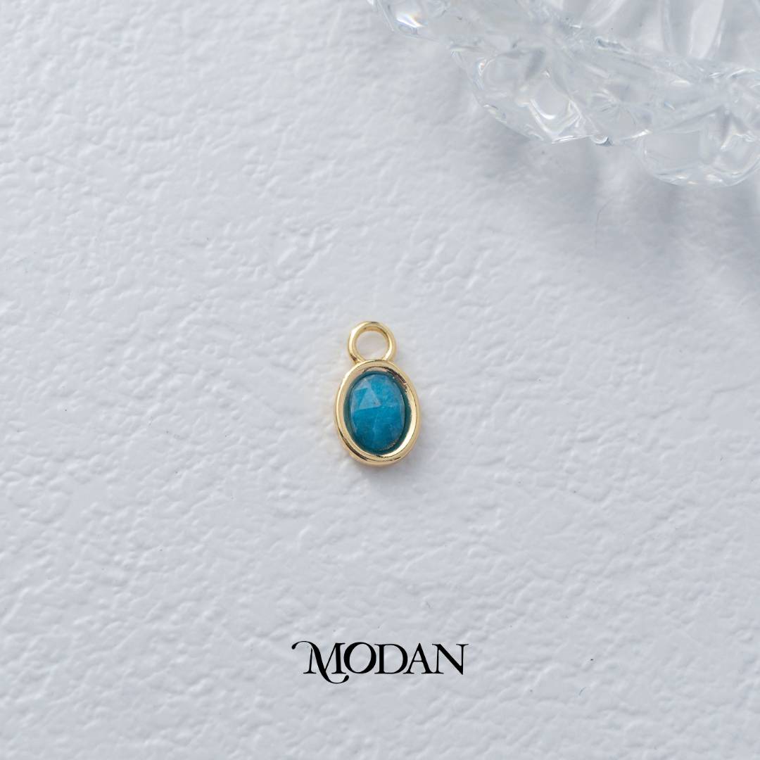 Gold Oval Colorful Natural Gemstones Charm DIY Charm Liontin Batuan Alam Oval Warna-Warni Hypoallergenic Gold Filled