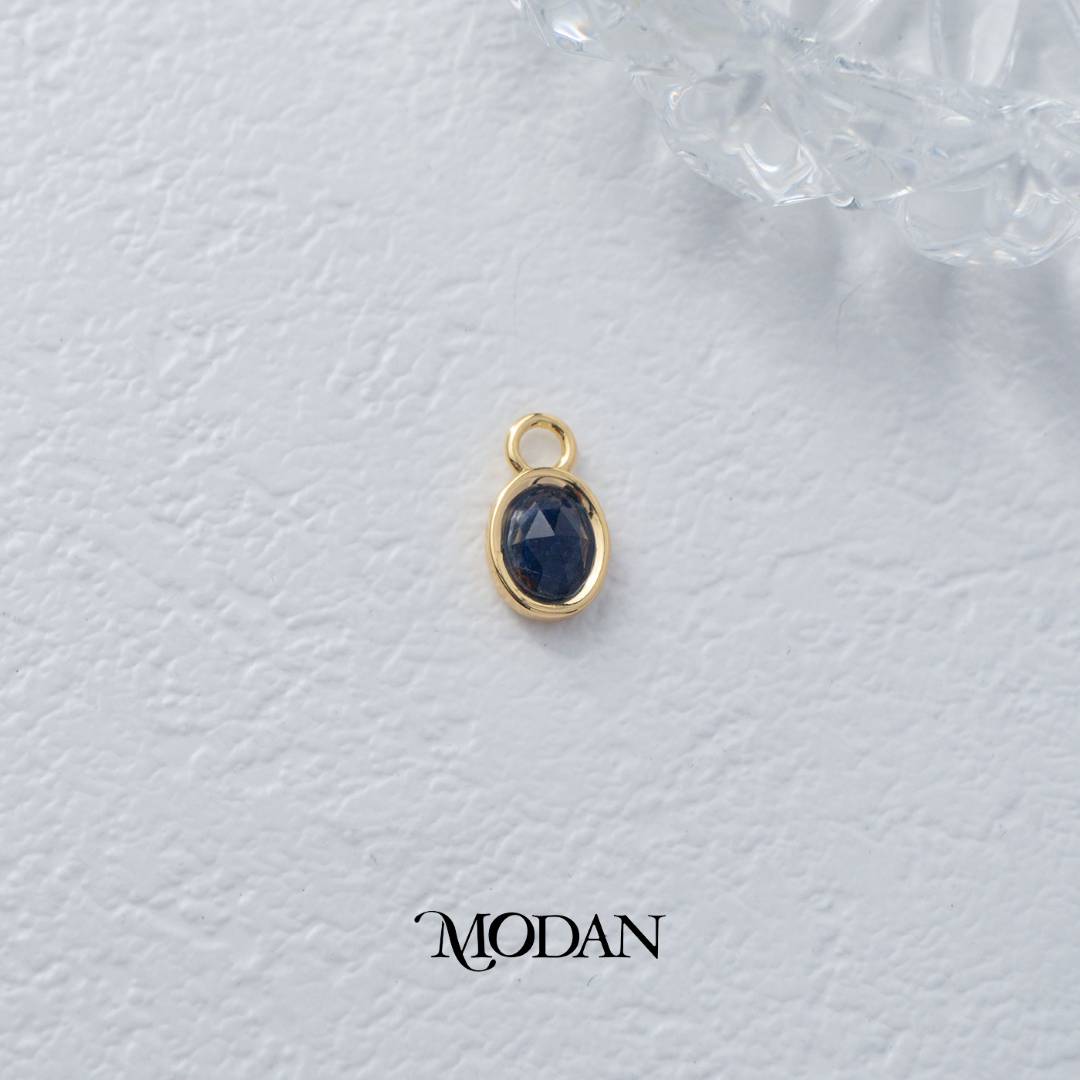 Gold Oval Colorful Natural Gemstones Charm DIY Charm Liontin Batuan Alam Oval Warna-Warni Hypoallergenic Gold Filled