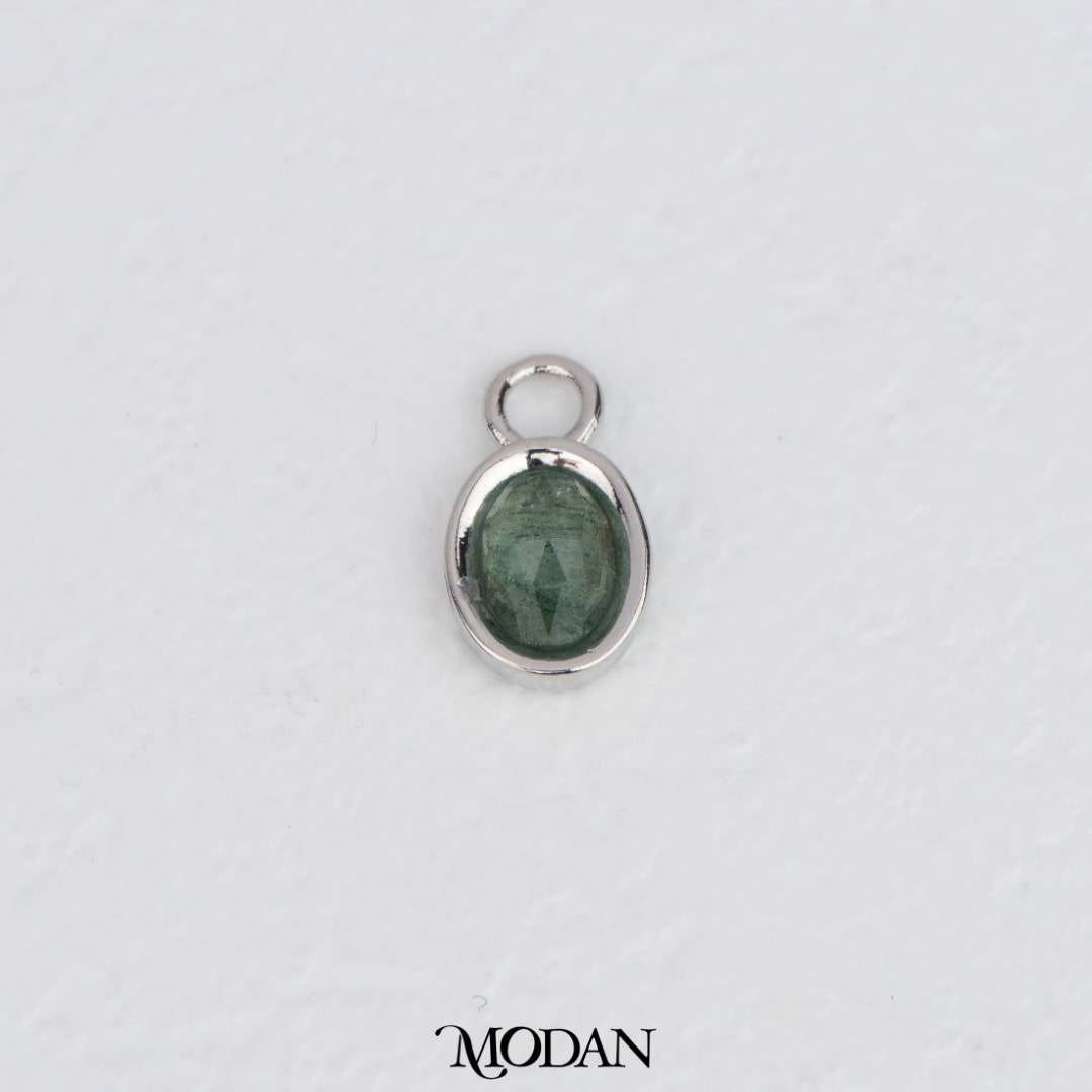Gold Oval Colorful Natural Gemstones Charm DIY Charm Liontin Batuan Alam Oval Warna-Warni Hypoallergenic Gold Filled