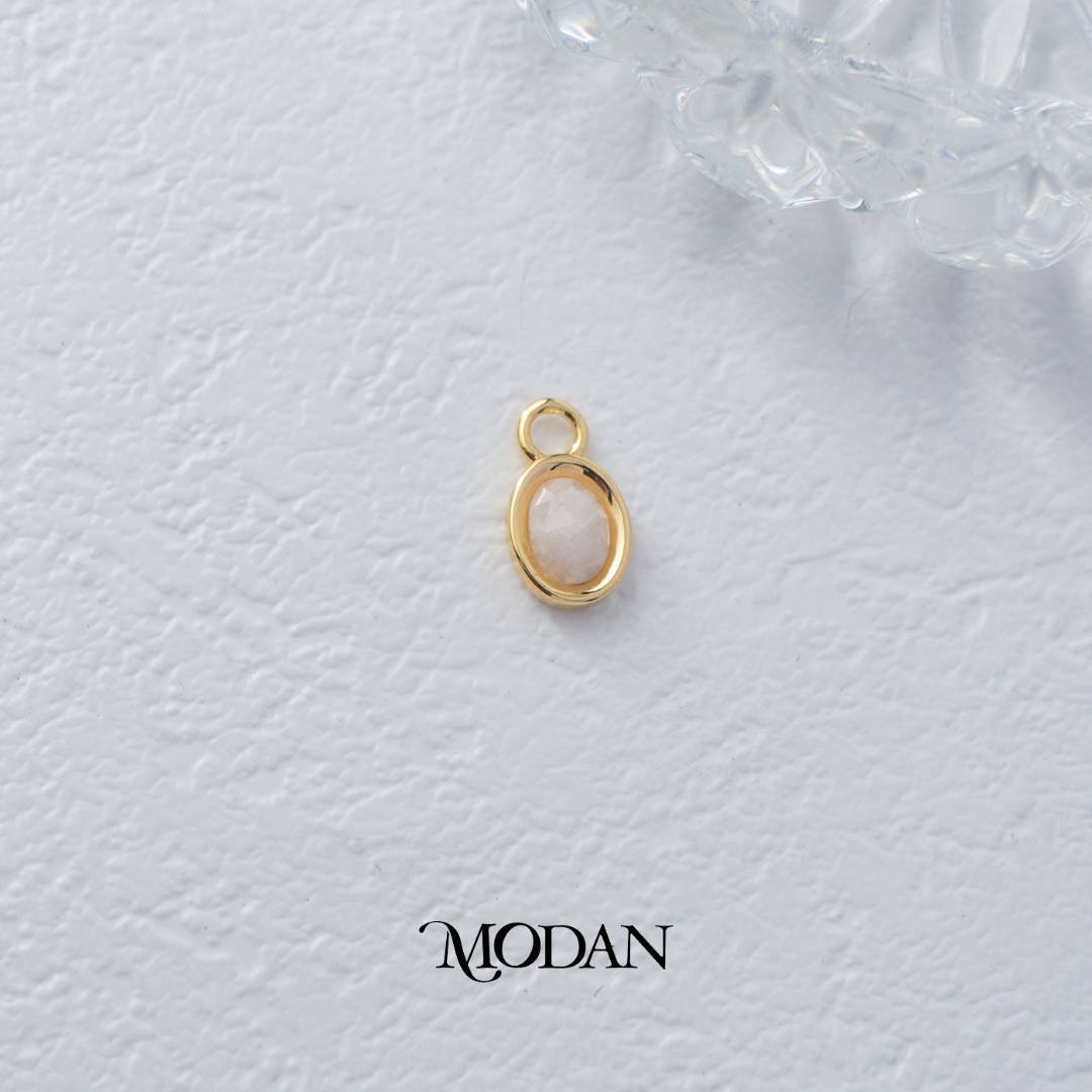 Gold Oval Colorful Natural Gemstones Charm DIY Charm Liontin Batuan Alam Oval Warna-Warni Hypoallergenic Gold Filled