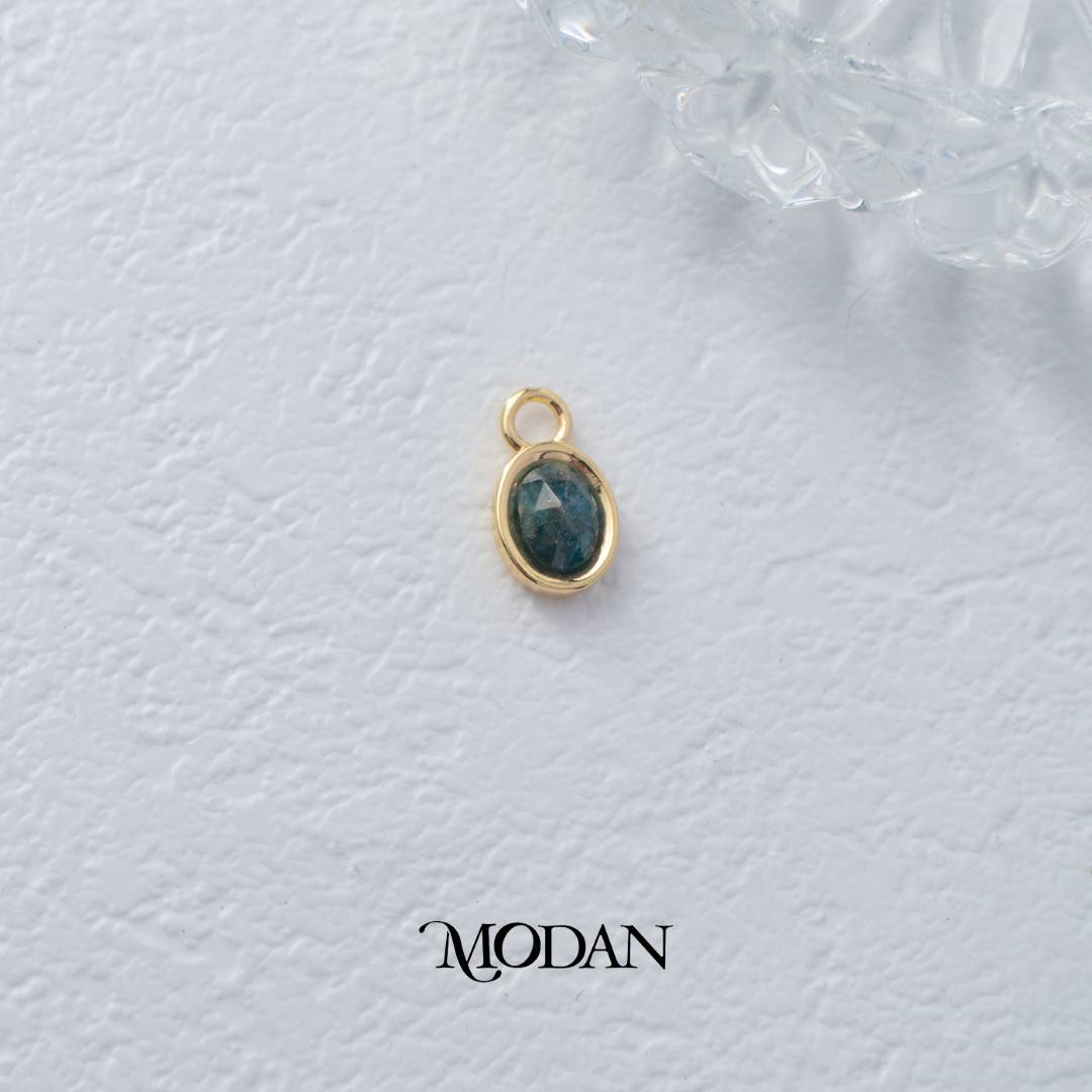 Gold Oval Colorful Natural Gemstones Charm DIY Charm Liontin Batuan Alam Oval Warna-Warni Hypoallergenic Gold Filled