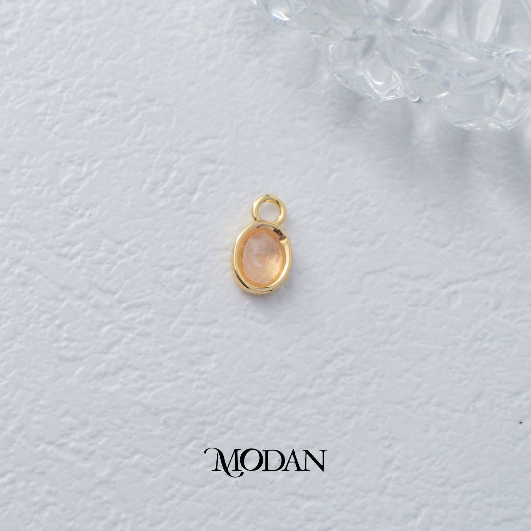 Gold Oval Colorful Natural Gemstones Charm DIY Charm Liontin Batuan Alam Oval Warna-Warni Hypoallergenic Gold Filled