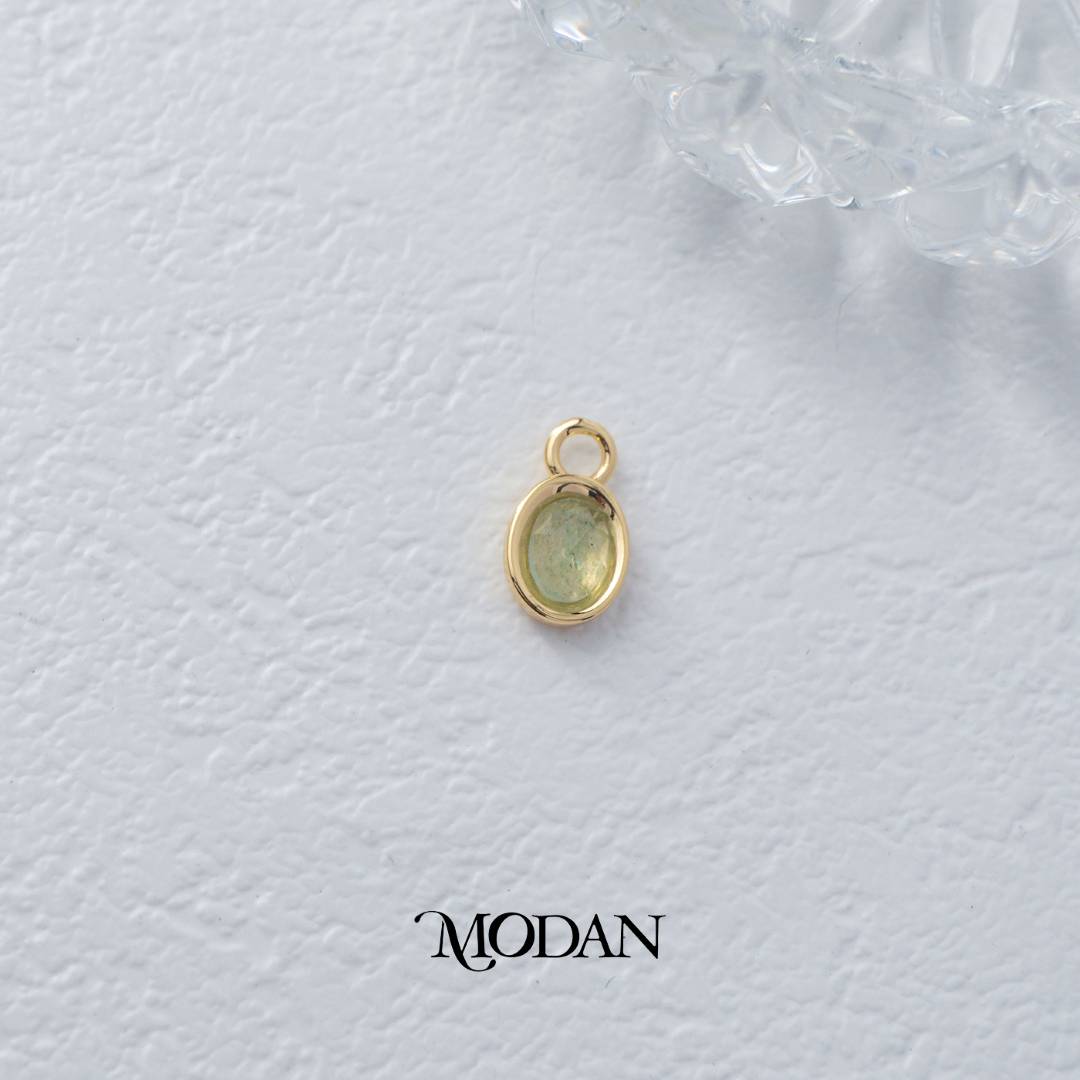 Gold Oval Colorful Natural Gemstones Charm DIY Charm Liontin Batuan Alam Oval Warna-Warni Hypoallergenic Gold Filled