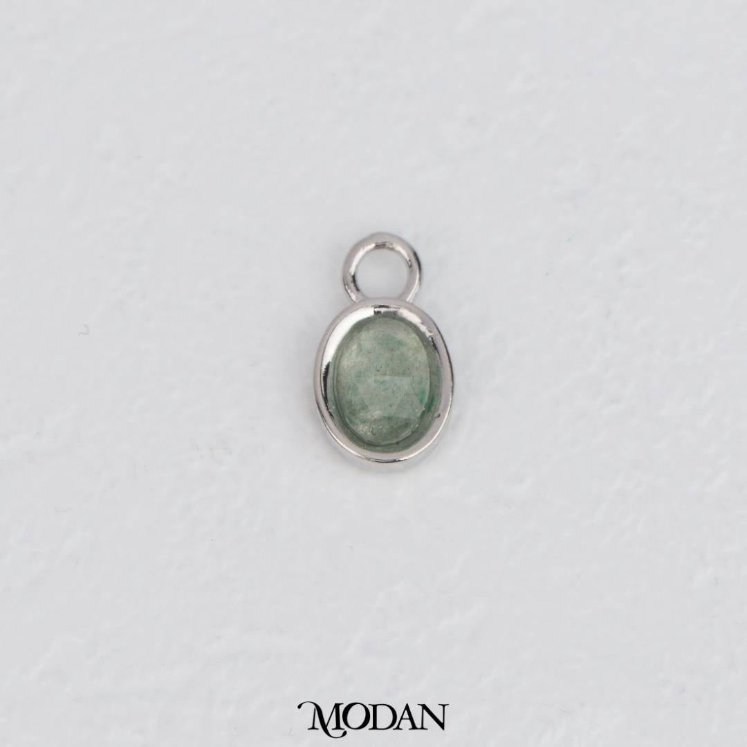 Gold Oval Colorful Natural Gemstones Charm DIY Charm Liontin Batuan Alam Oval Warna-Warni Hypoallergenic Gold Filled