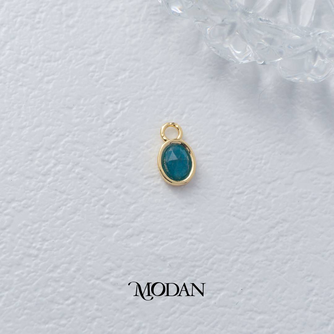 Gold Oval Colorful Natural Gemstones Charm DIY Charm Liontin Batuan Alam Oval Warna-Warni Hypoallergenic Gold Filled
