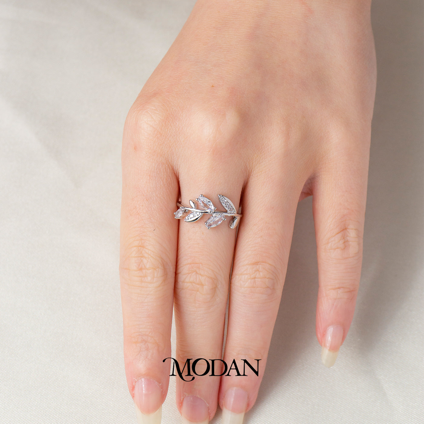 Aesthetic Botanical Olive Branch Band Ring Cincin Daun Zaitun Hypoallergenic Gold Plated