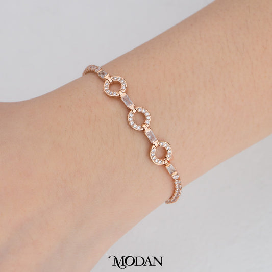Sparkling Triple Linked Adjustable Bracelet Gelang Serut Hypoallergenic Gold Plated