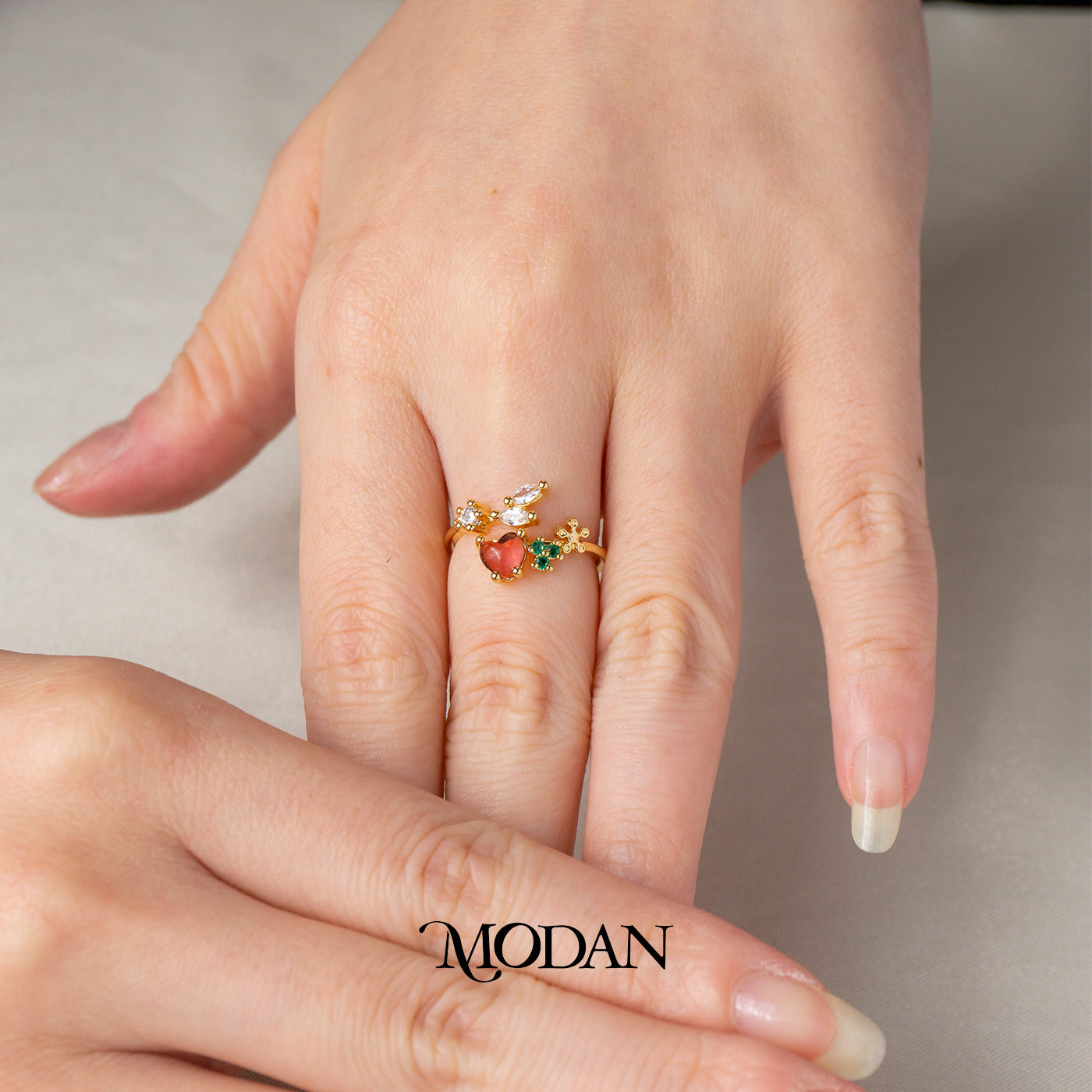 Aesthetic Fairy Garden Flower Adjustable Ring Cincin Motif Bunga Taman Peri Hypoallergenic Gold Plated
