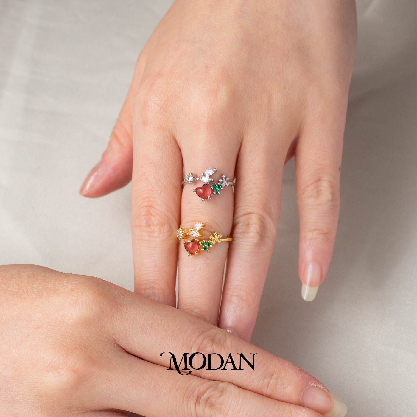 Aesthetic Fairy Garden Flower Adjustable Ring Cincin Motif Bunga Taman Peri Hypoallergenic Gold Plated