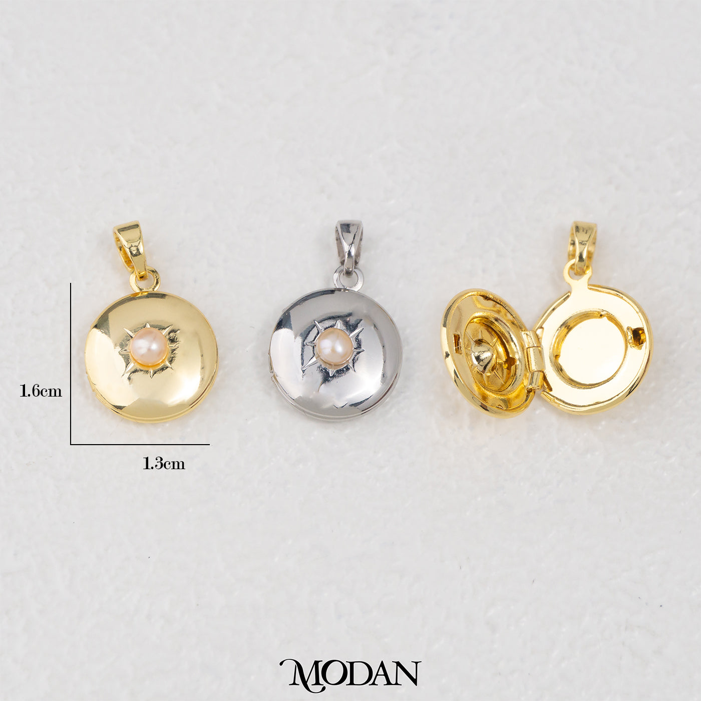 Photo Locket Pendant With Shell Pearl DIY Pendant Liontin Foto Bulat Hypoallergenic Gold Filled