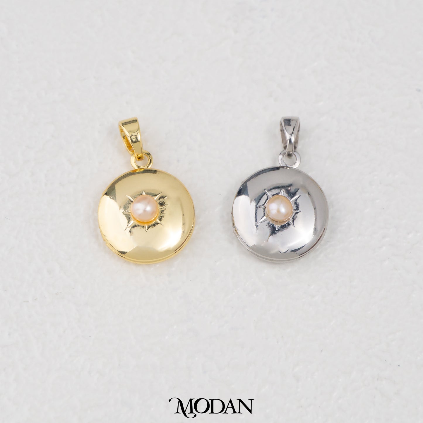 Photo Locket Pendant With Shell Pearl DIY Pendant Liontin Foto Bulat Hypoallergenic Gold Filled