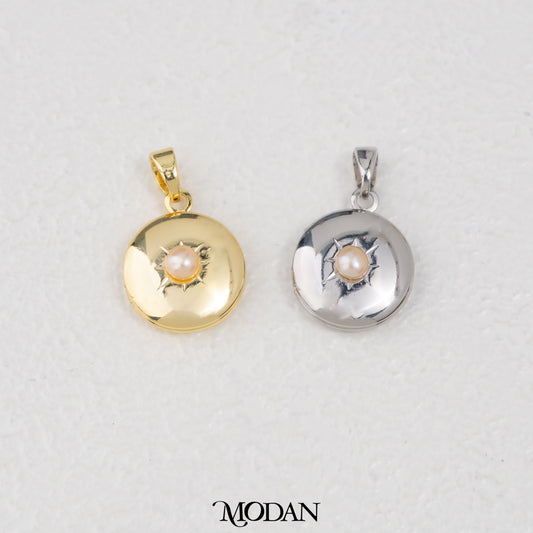 Photo Locket Pendant With Shell Pearl DIY Pendant Liontin Foto Bulat Hypoallergenic Gold Filled