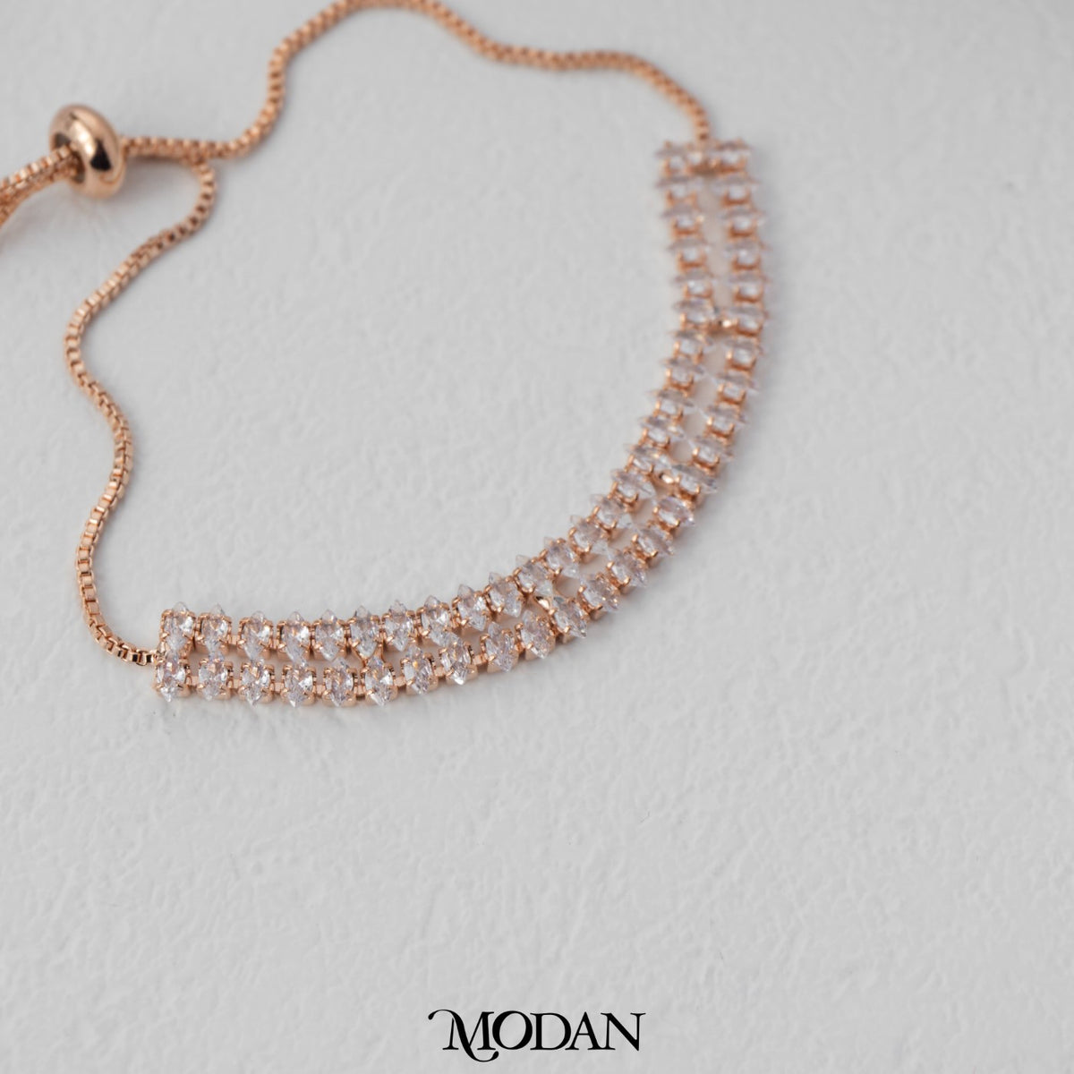Sparkling Rosegold Marquise Adjustable Bracelet Gelang Serut Hypoallergenic Gold Plated