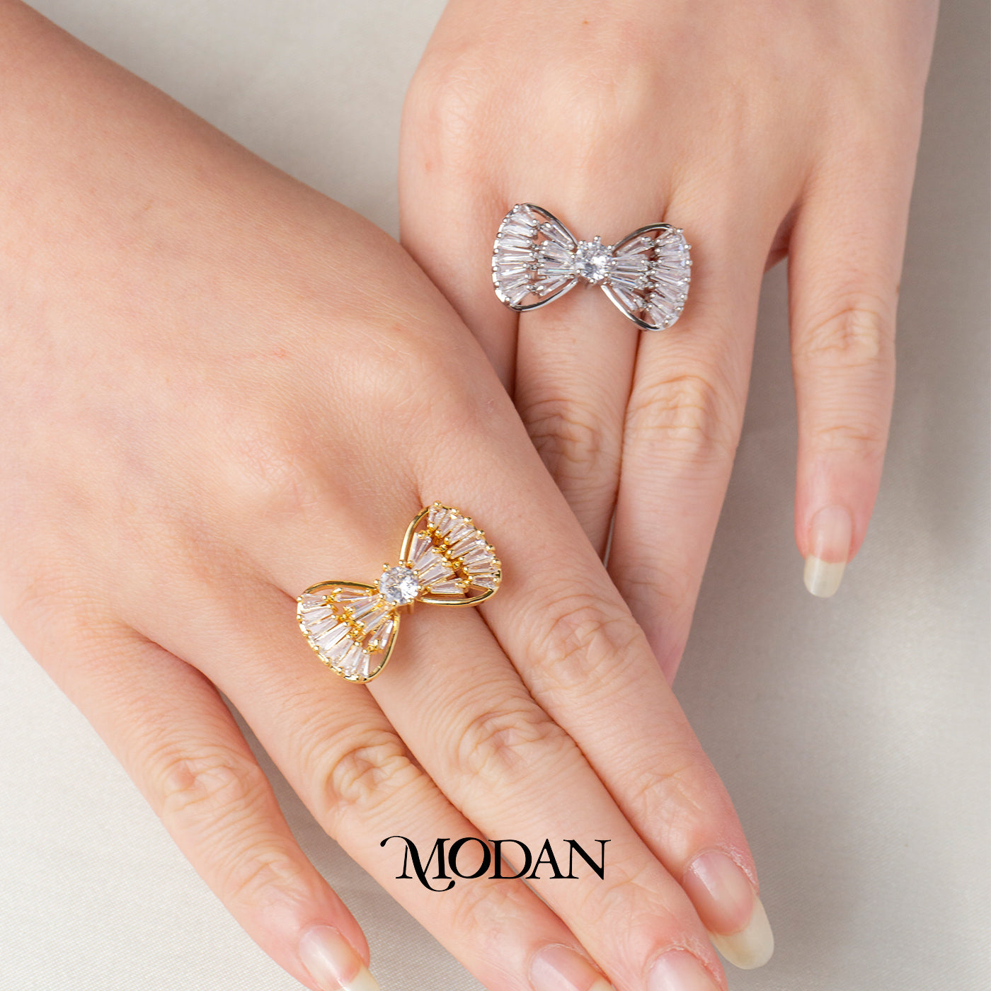 Coquette Statement Bow Ring Cincin Pita Besar Pesta Hypoallergenic Gold Plated
