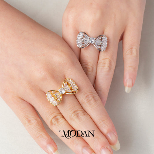 Coquette Statement Bow Ring Cincin Pita Besar Pesta Hypoallergenic Gold Plated