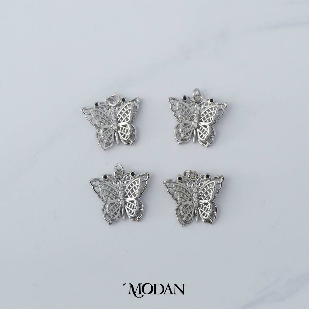 Double Layer Butterfly Cubic Zirconia Charm DIY Charm Liontin Kupu-Kupu Berlian Hypoallergenic Gold Filled