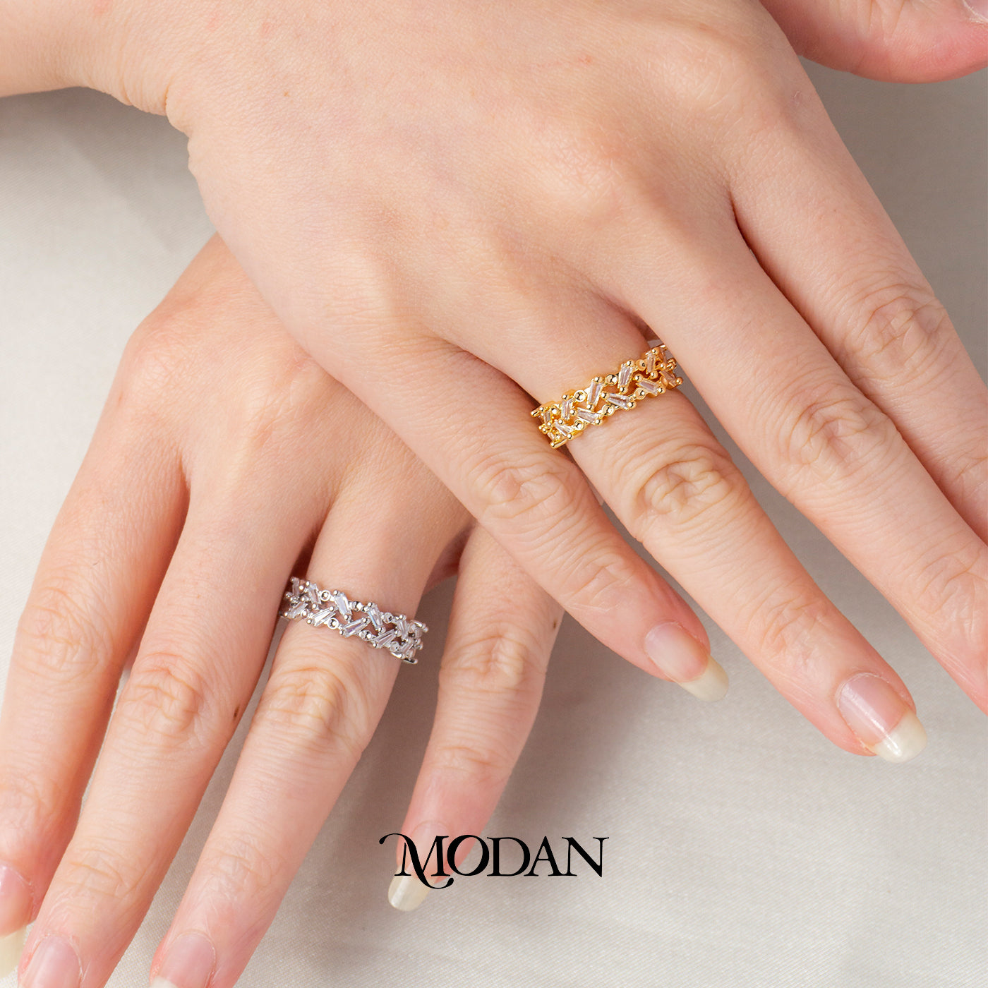 Elegant Woven Zigzag Crystal Ring Cincin Model Zig Zag Hypoallergenic Gold Plated
