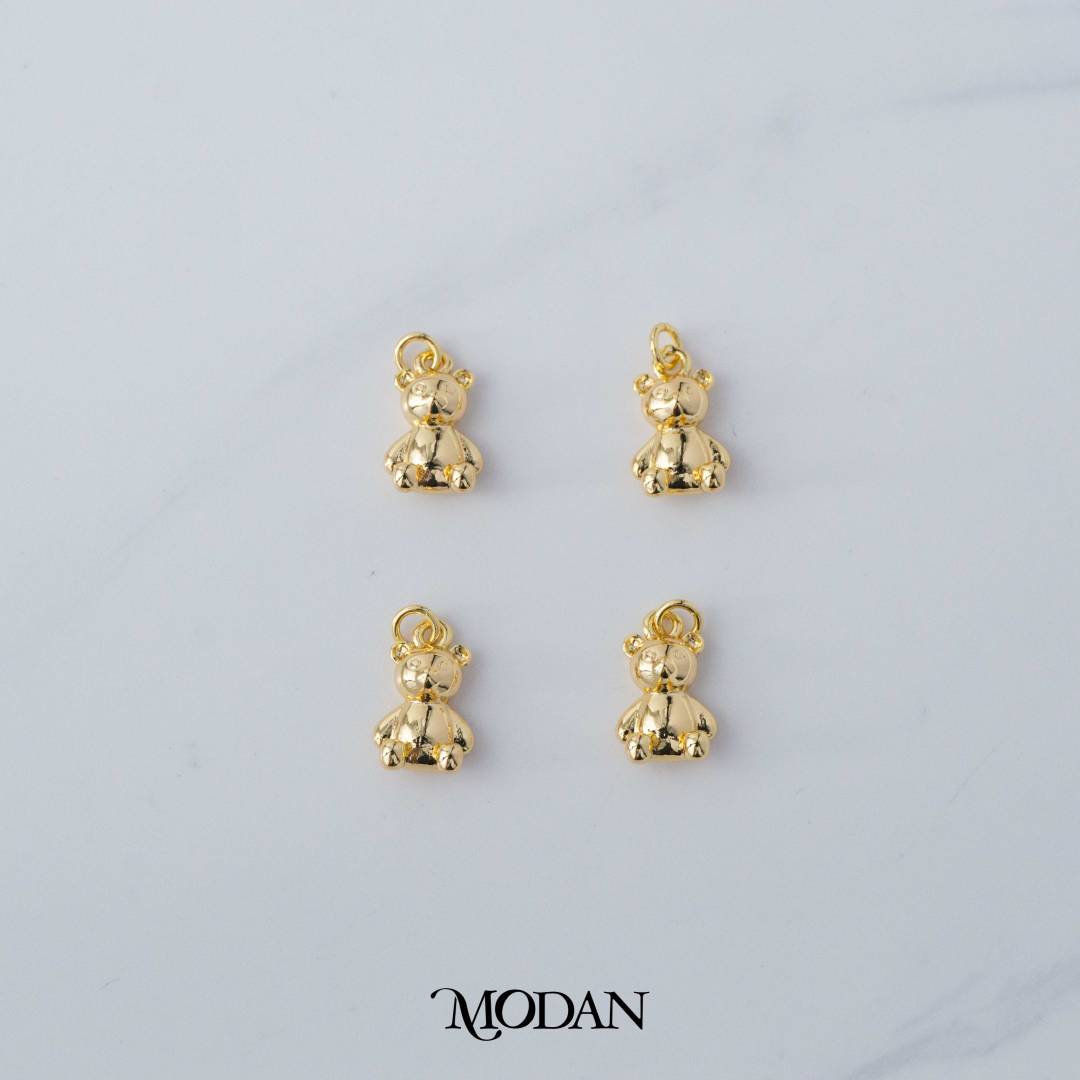 Plain Teddy Bear Charm DIY Charm Liontin Anak Beruang Hypoallergenic Gold Filled