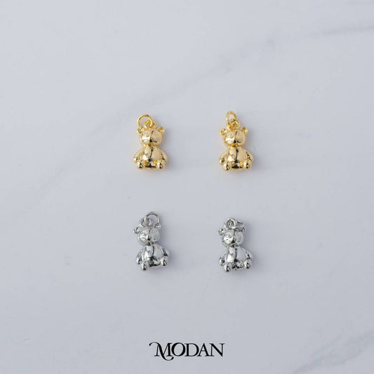 Plain Teddy Bear Charm DIY Charm Liontin Anak Beruang Hypoallergenic Gold Filled