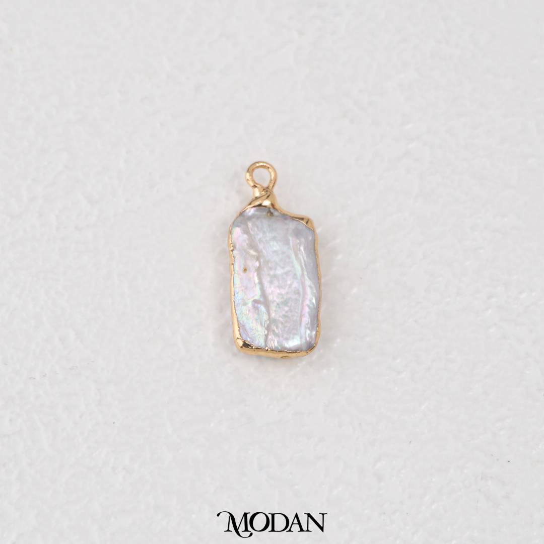 Rectangular Abstract Freshwater Pearl Irregular DIY Pendant Liontin Mutiara Air Tawar Hypoallergenic Gold Filled