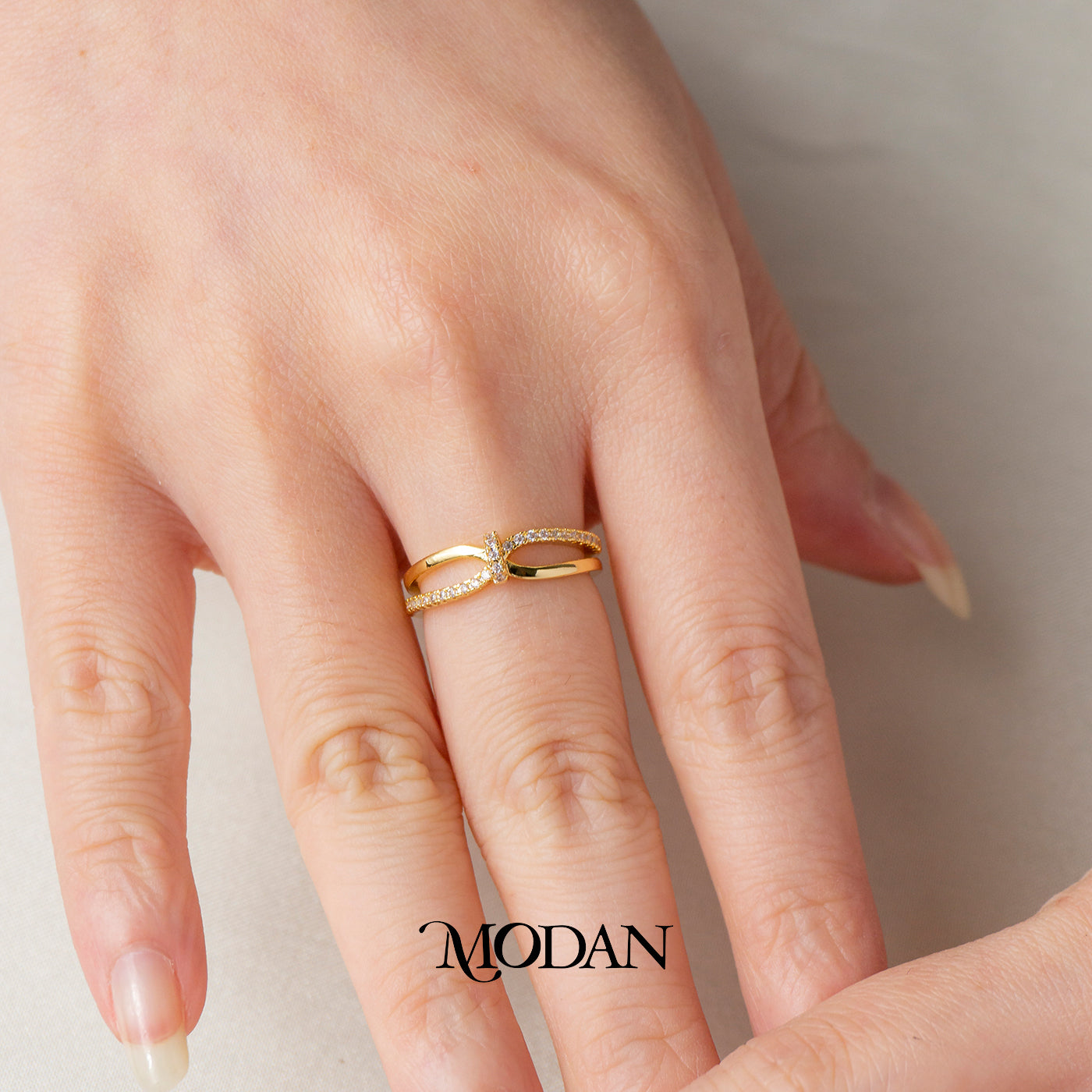 Elegant Infinity Knot Promise Ring Cincin Simpul Ikatan Elegan Hypoallergenic Gold Plated