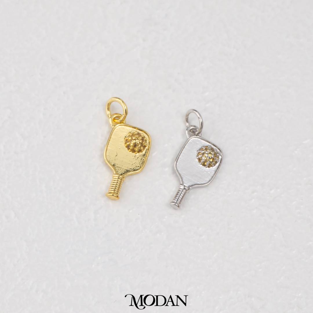 Pickleball Racket Sport Charm DIY Pendant Liontin Olahraga Raket Hypoallergenic Gold Filled