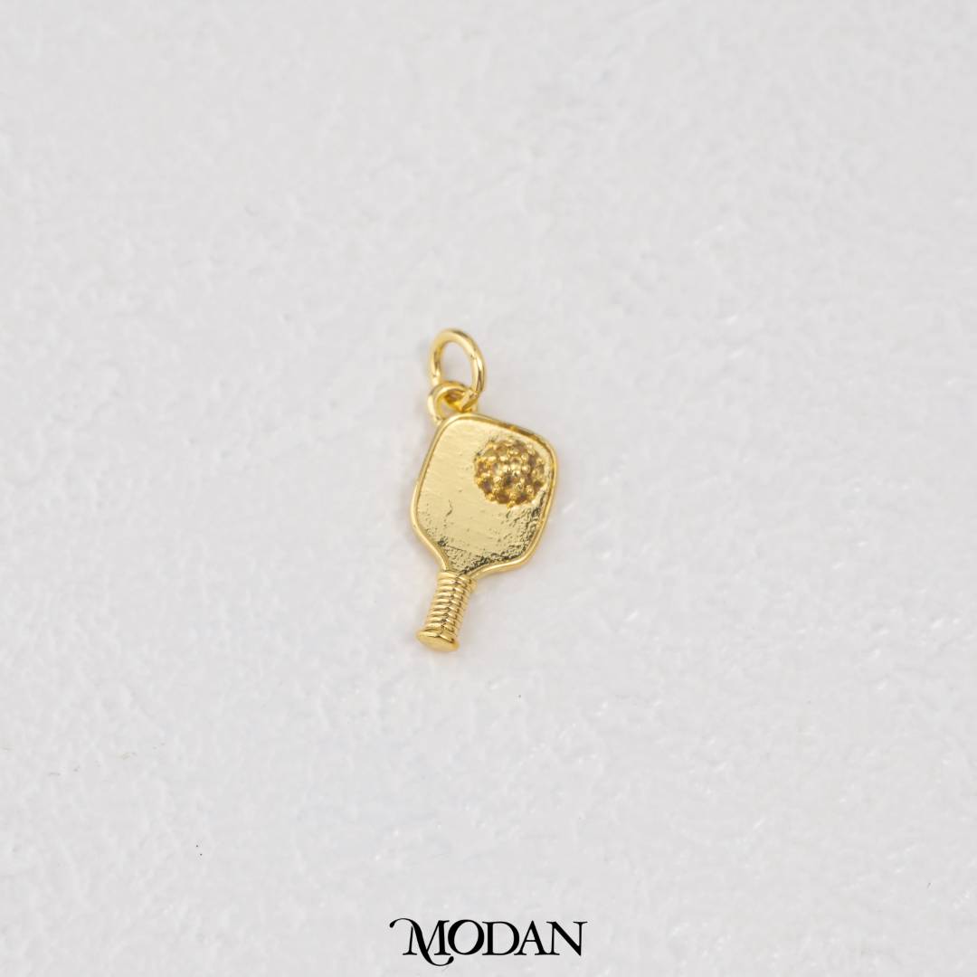 Pickleball Racket Sport Charm DIY Pendant Liontin Olahraga Raket Hypoallergenic Gold Filled