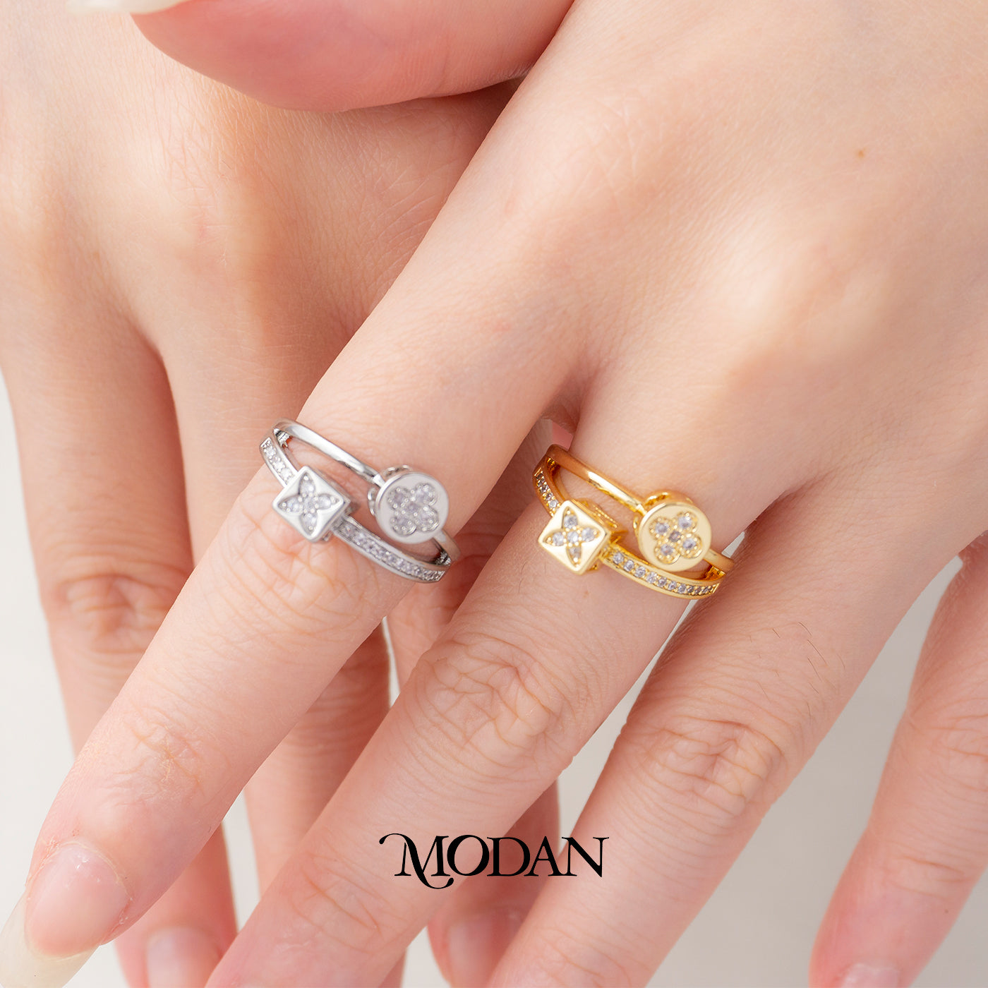 Blossom Flower Double Layer Ring Cincin Bunga Hypoallergenic Gold Plated