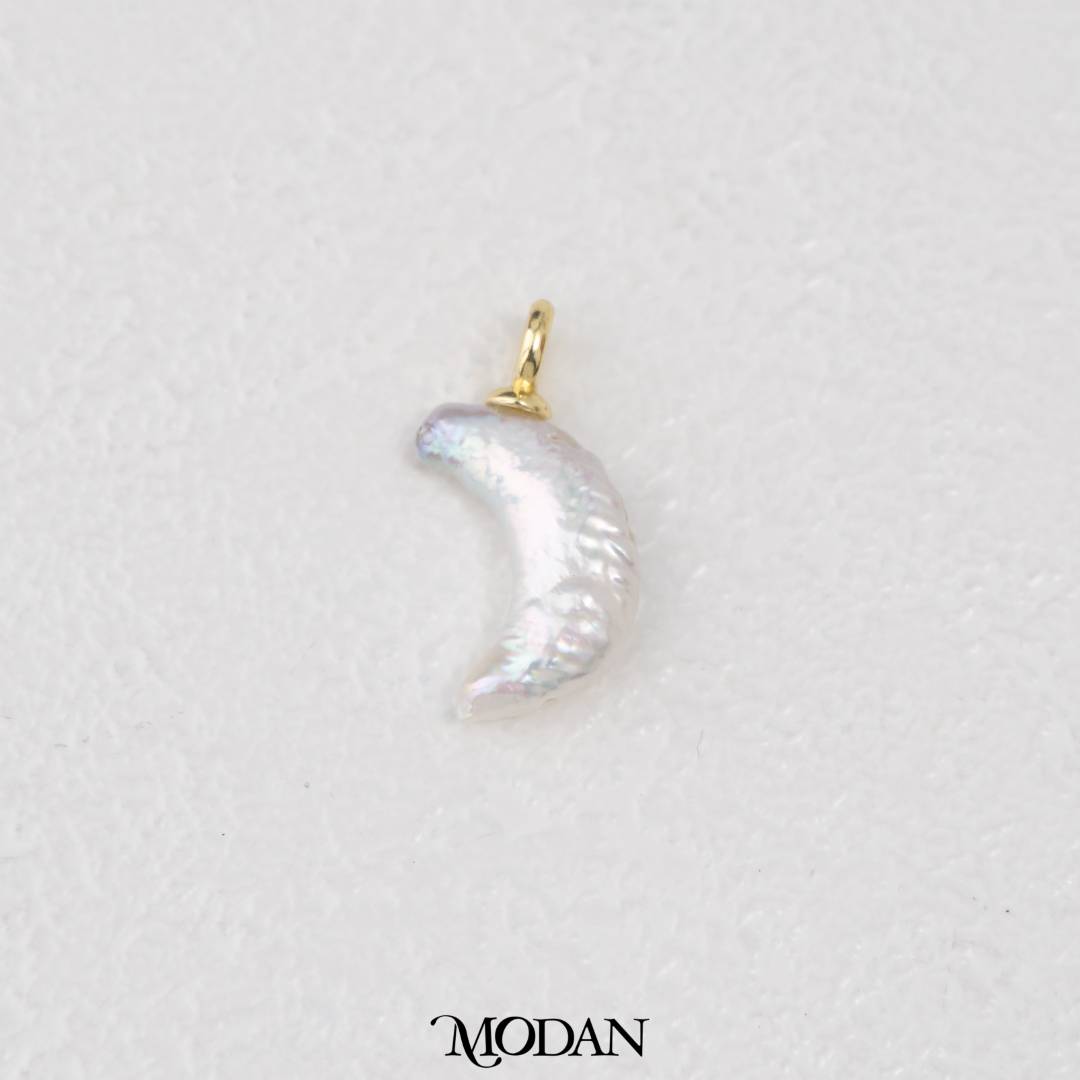Moon Shaped Freshwater Pearl Charm DIY Pendant Liontin Bulan Mutiara Air Tawar Hypoallergenic Gold Filled