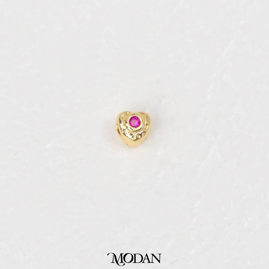 Heart Fuchsia Zirconia DIY Beads Manik Liontin Hati Merah Muda Hypoallergenic Gold Filled