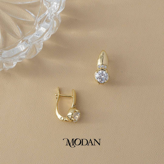 (16mm) Sparkling Round Hoop Earrings Anting Bulat Hypoallergenic Gold Plated