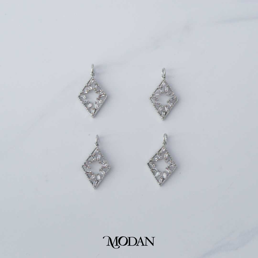 Sparkling Geometric Open Rhombus Charm DIY Charm Liontin Belah Ketupat Berlian Hypoallergenic Gold Filled