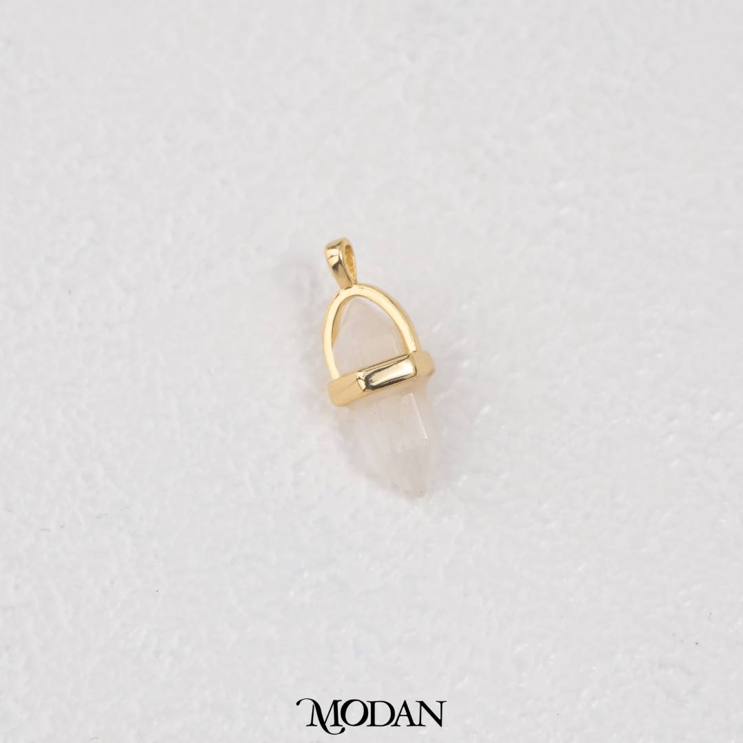 Natural Gemstones Hexagonal Pointed DIY Pendant Liontin Batuan Alam Moonstone Amethyst Tiger Eye Blue Lapiz Hypoallergenic Gold Filled
