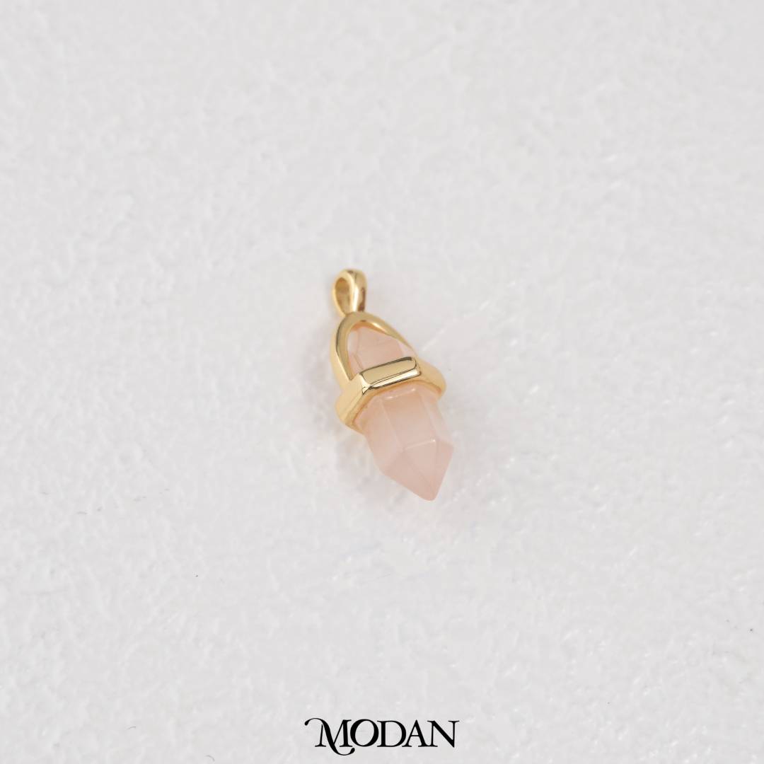Natural Gemstones Hexagonal Pointed DIY Pendant Liontin Batuan Alam Moonstone Amethyst Tiger Eye Blue Lapiz Hypoallergenic Gold Filled