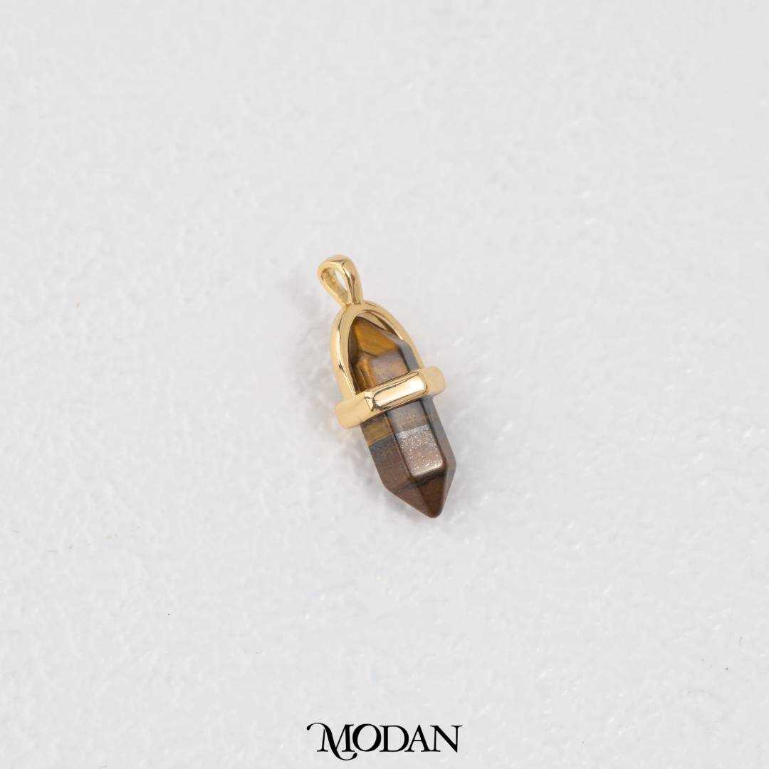 Natural Gemstones Hexagonal Pointed DIY Pendant Liontin Batuan Alam Moonstone Amethyst Tiger Eye Blue Lapiz Hypoallergenic Gold Filled
