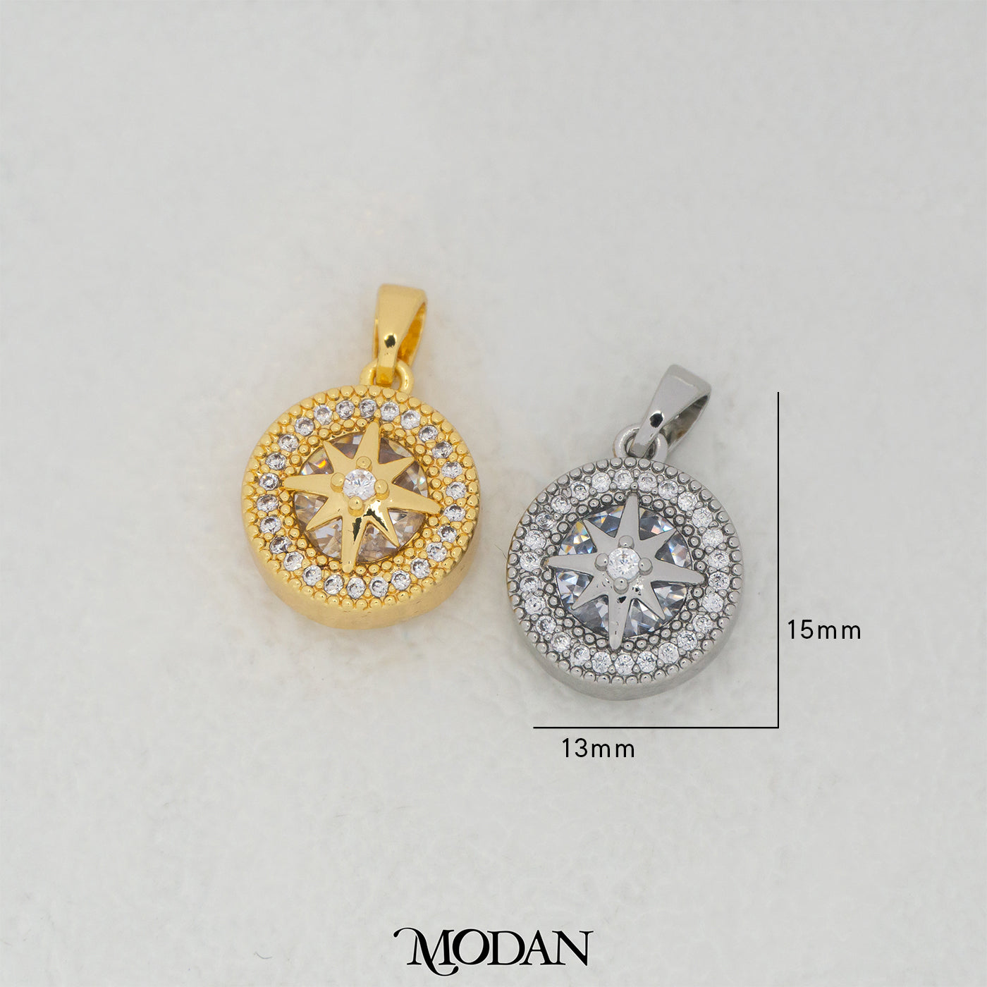 Sparkling Round Starburst DIY Pendant Liontin Bintang Bulat Hypoallergenic Gold Filled