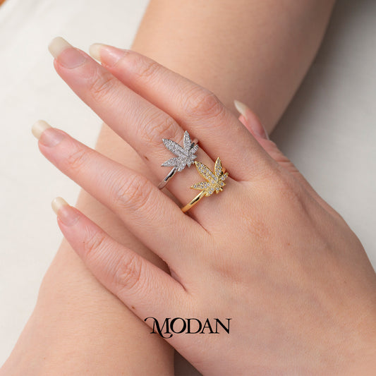 Sparkling Maple Leaf Ring Cincin Daun Maple Hypoallergenic Gold Plated