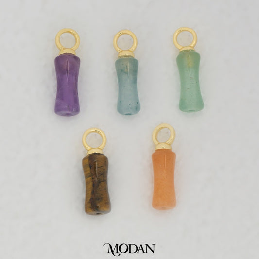 Natural Gemstones Tube DIY Pendant Liontin Tabung Natural Gemstones Hypoallergenic Gold Filled