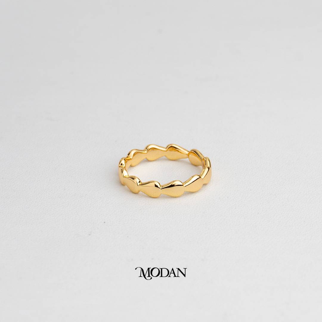 Molten Wave Open Ring Cincin Terbuka Gelombang Meleleh Hypoallergenic Gold Plated