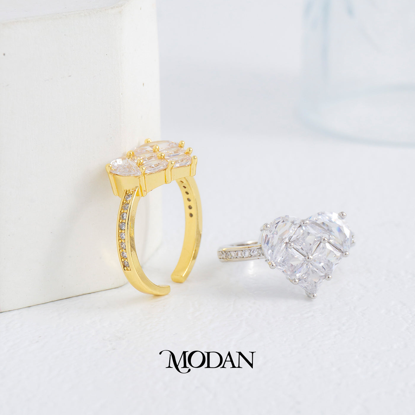 Statement Geometric Heart Shaped Ring Cincin Pesta Hati Hypoallergenic Gold Plated