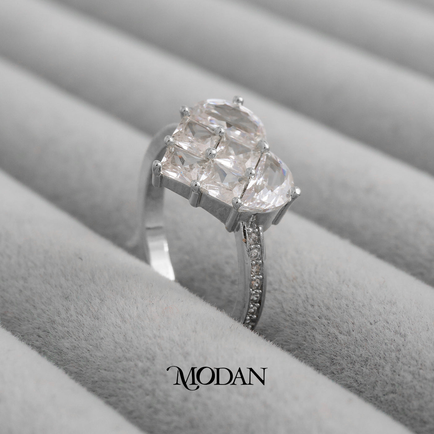 Statement Geometric Heart Shaped Ring Cincin Pesta Hati Hypoallergenic Gold Plated