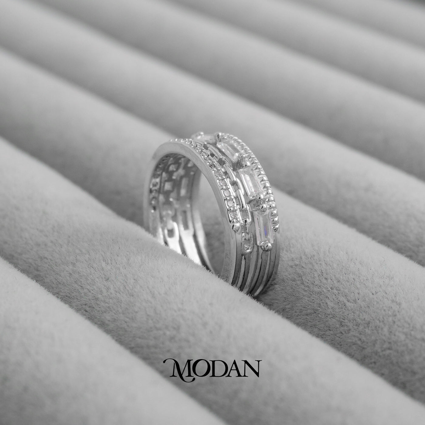 Statement Baguette Ulti Layer Chain Ring Cincin Layer Hypoallergenic Gold Plated
