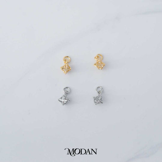Tiny Star Dangle Cube Cubic Zirconia DIY Charm Liontin Bintang Kubus Berlian Kecil Hypoallergenic Gold Plated