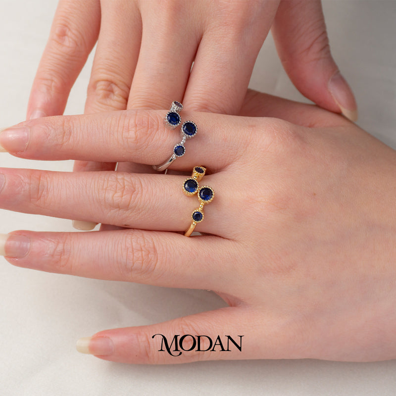 Statement Blue Adjustable Ring Cincin Biru Adjustable Hypoallergenic Gold Plated