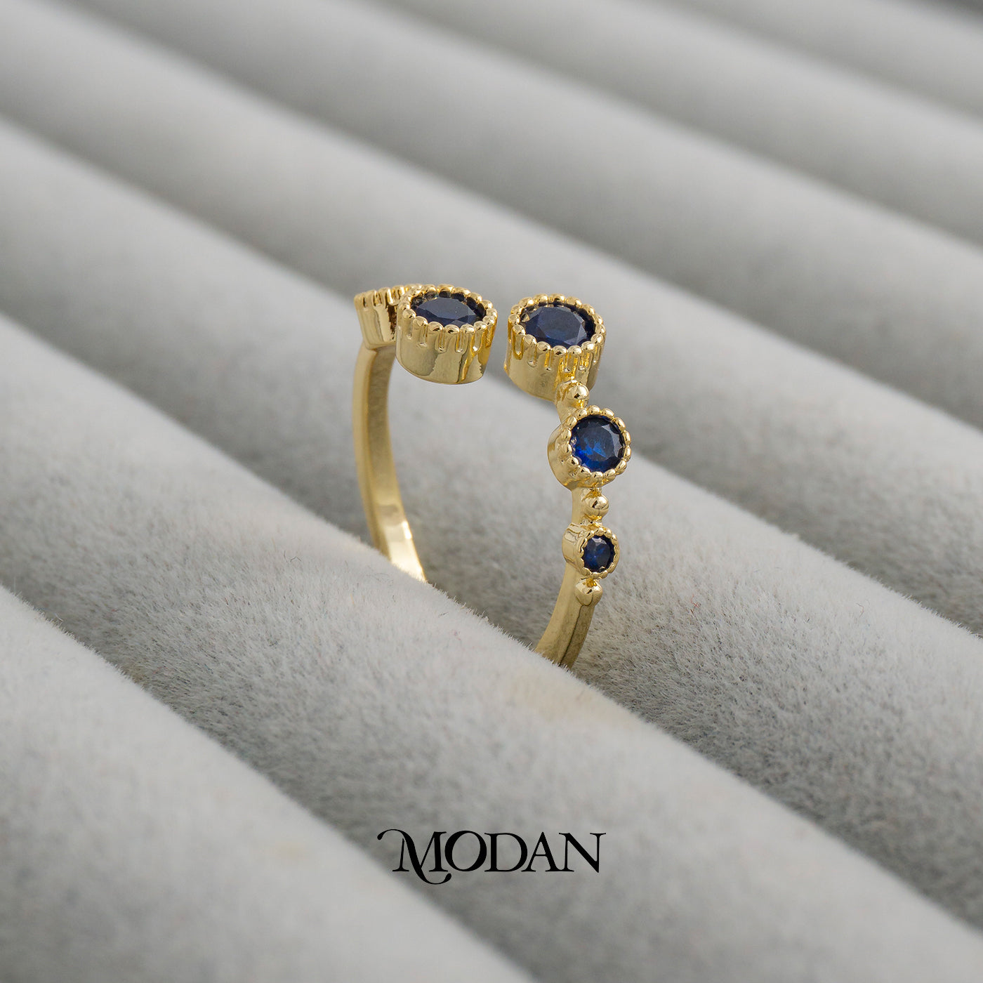 Statement Blue Adjustable Ring Cincin Biru Adjustable Hypoallergenic Gold Plated