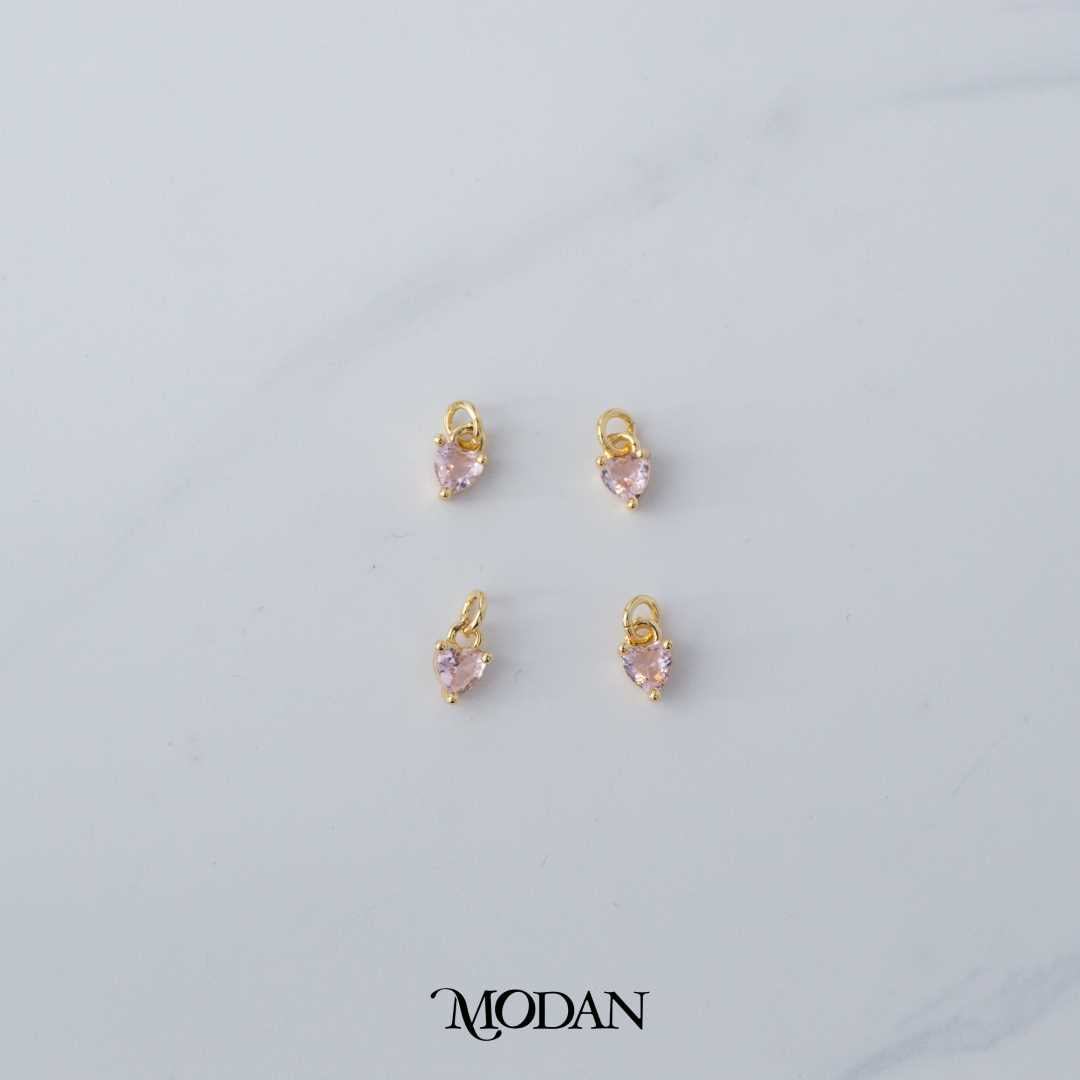 Tiny Pink Heart Love Charm DIY Liontin Hati Cinta Merah Muda Kecil Hypoallergenic Gold Filled