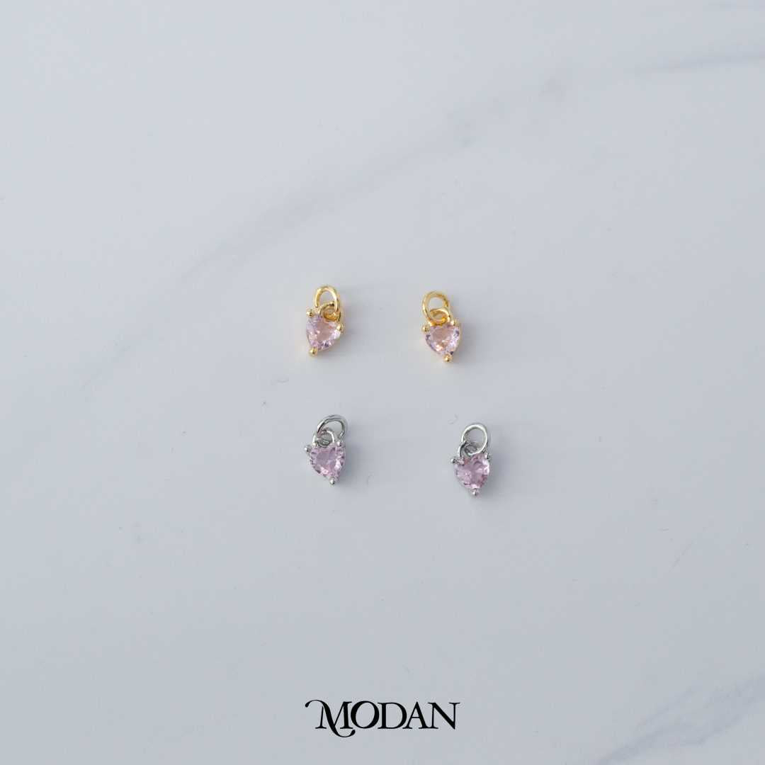 Tiny Pink Heart Love Charm DIY Liontin Hati Cinta Merah Muda Kecil Hypoallergenic Gold Filled